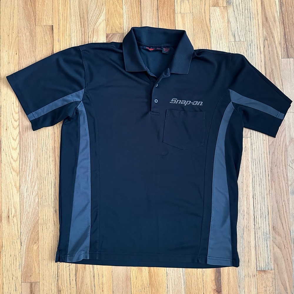 Snap On Tools Men’s Polo Shirt Size Large Gray & Black Excellent Condition!